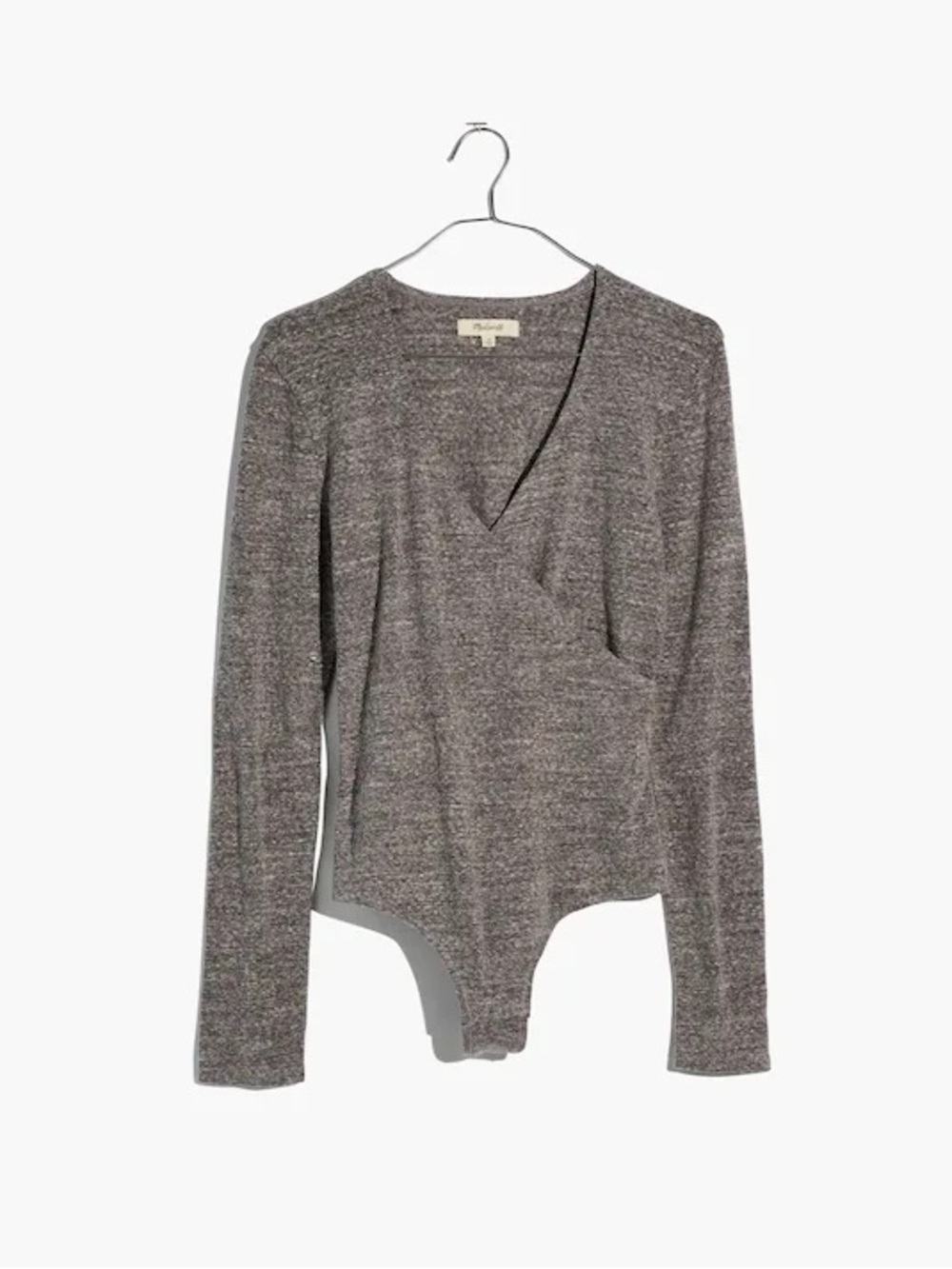 Madewell wrap thong bodysuit long sleeve grey size XL cotton